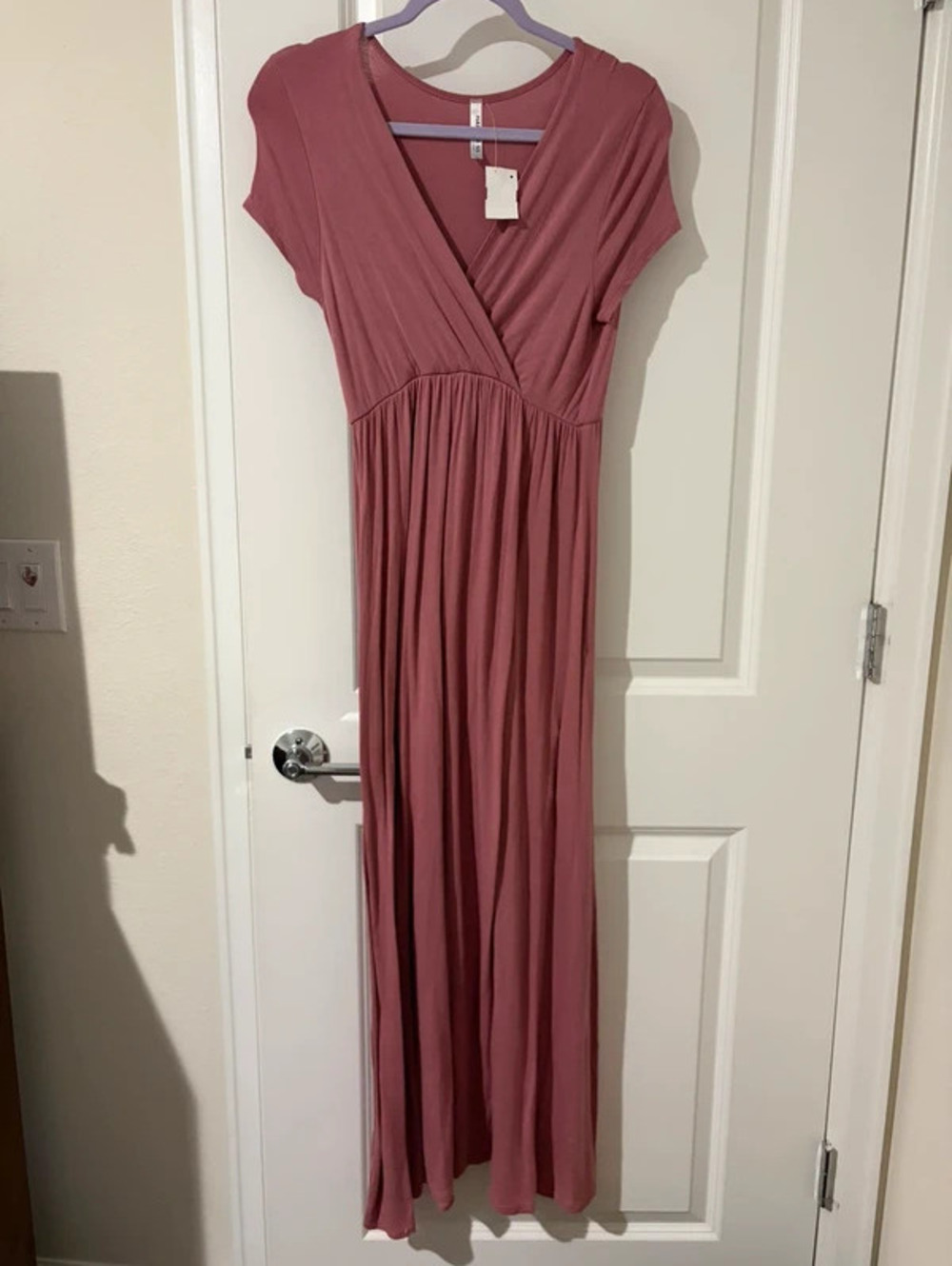 Hanger 55 Mauve Pink Maxi Dress with Wrap Front